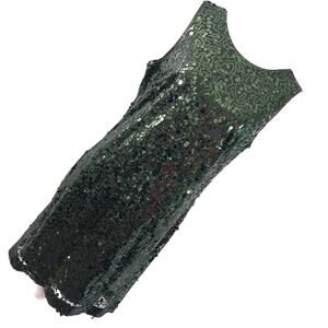 JESSICA SIMPSON! SPARKLING FAB EMERALD GREEN NET, SEQUINNED OVERALL DRESS! SZ 12